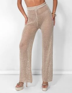 Crochet Beach Trousers High Waisted Wide Leg Metallic Thread Gold -LoafLuxe Shop 08.06annabel0746copy2
