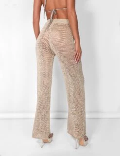 Crochet Beach Trousers High Waisted Wide Leg Metallic Thread Gold -LoafLuxe Shop 08.06annabel0754copy2