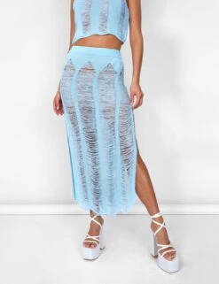 Ladder Detail Maxi Skirt Blue -LoafLuxe Shop 08.06annabel0788