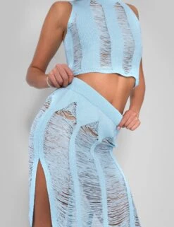 Ladder Detail Maxi Skirt Blue -LoafLuxe Shop 08.06annabel0793