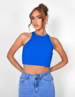 Public Desire Knitted Ribbed Racer Top Cobalt Blue 8 Public Desire Knitted Ribbed Racer Top Cobalt Blue -LoafLuxe Shop 08.06annabel0810