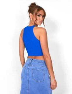 Public Desire Knitted Ribbed Racer Top Cobalt Blue 9 Public Desire Knitted Ribbed Racer Top Cobalt Blue -LoafLuxe Shop 08.06annabel0819