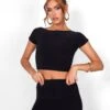 Public Desire Kaiia Off Shoulder Slinky Cropped Top Co-ord In Black -LoafLuxe Shop 08.06annabel0861