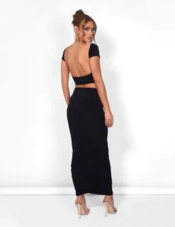Public Desire Kaiia Slinky Maxi Skirt Co-ord In Black -LoafLuxe Shop 08.06annabel0873