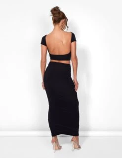 Public Desire Kaiia Slinky Maxi Skirt Co-ord In Black -LoafLuxe Shop 08.06annabel0874