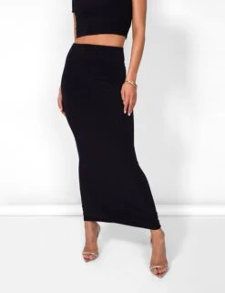 Public Desire Kaiia Slinky Maxi Skirt Co-ord In Black -LoafLuxe Shop 08.06annabel0876