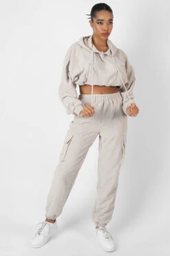 Cord Pocket Detail Joggers Ecru