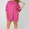 Curve Philadelphia Embroidered T Shirt Dress Magenta -LoafLuxe Shop 08.12.21 366