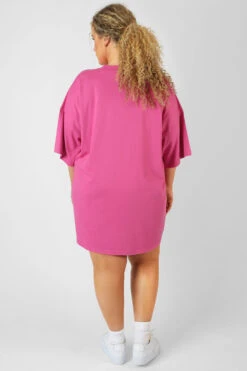 Curve Philadelphia Embroidered T Shirt Dress Magenta -LoafLuxe Shop 08.12.21 378