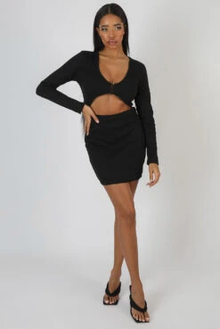 U-Bar Trim Mini Dress Black -LoafLuxe Shop 09.02 826