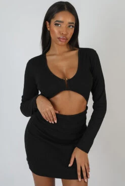 U-Bar Trim Mini Dress Black -LoafLuxe Shop 09.02 870