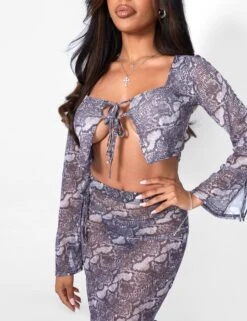 Public Desire Kaiia Sheer Maxi Skirt Co-ord In Snake Print -LoafLuxe Shop 09.06carmen1159