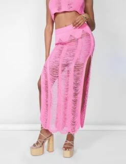 Ladder Detail Maxi Skirt Pink -LoafLuxe Shop 09.06carmen1493