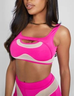 Mesh Illusion Insert Sleeveless Crop Top Hot Pink -LoafLuxe Shop 09.06carmen1687
