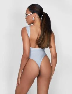 Cut Away Knotted Detail Bodysuit Silver -LoafLuxe Shop 09.06carmen1858copy