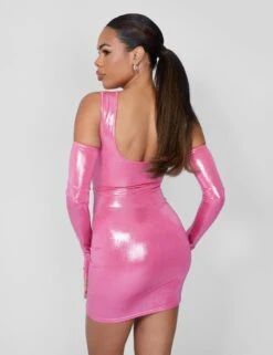 Cut Away Knotted Detail Metallic Mini Dress Pink 12 Cut Away Knotted Detail Metallic Mini Dress Pink -LoafLuxe Shop 09.06carmen1916copy2