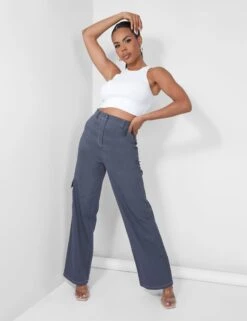 Denim Contrast Stitch Cargo Jeans Grey 14 Denim Contrast Stitch Cargo Jeans Grey -LoafLuxe Shop 09.06carmen2542copy