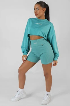 Oversized Super Cropped Kaiia Sport Sweatshirt Blue -LoafLuxe Shop 12.01 606
