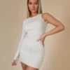 Ribbed Asymmetric Mini Dress Stone -LoafLuxe Shop 12.040383copy