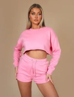 Oversized Cropped Sweat Pink -LoafLuxe Shop 12.041068