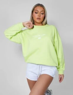 Graphic Oversized Sweatshirt Lime -LoafLuxe Shop 12.041430copy