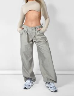Drawstring Waist Parachute Cargo Trousers Grey 16 Drawstring Waist Parachute Cargo Trousers Grey -LoafLuxe Shop 12.041706