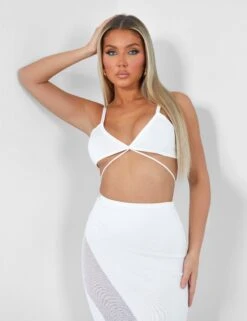 Strappy Knitted Bralet Top Ivory