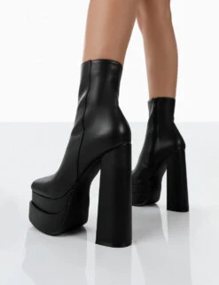 Supine Wide Fit Black Pu Chunky Platform High Heeled Block Ankle Boots -LoafLuxe Shop 13.1000052 89ce204c 5044 48aa 84a1 f752b9ea27b9