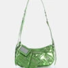 The Trackstar Lime Metallic Pu Studded Mirror Zip Detail Handbag -LoafLuxe Shop 1771A5091copy