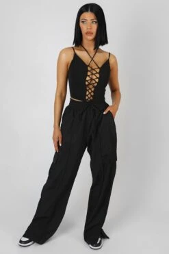 Lace Up Corset Top Black -LoafLuxe Shop 18.02 1081