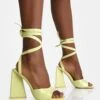 Mojito Yellow Patent Lace Up Pyramid Block Heels -LoafLuxe Shop 1IMG 1190copy