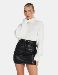 Button Waist Pu Mini Skirt Black -LoafLuxe Shop 1 2ae41e76 254c 4b66 879b 06f8e8374d14