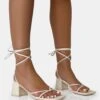 Casey Ecru Strappy Lace Up Square Toe Low Block Heel Sandals -LoafLuxe Shop 1 b74ece6f 4691 494f 96ab 5f02811a5da7