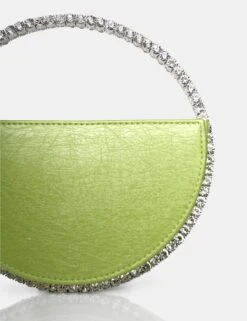 The Alessia Metallic Green Pu Circle Diamante Mini Grab Bag -LoafLuxe Shop 1 c28364ea be21 4508 a1cb 550badb670c4