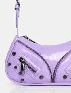 The Candice Zip Detailed Lilac Croc Shoulder Bag -LoafLuxe Shop 1copy a1960e5a 3104 4eda b5f4 bc97244c3c5c