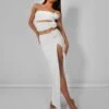 Rose Detail Extreme Split Maxi Skirt Ivory -LoafLuxe Shop 1skirt b372fd4c 38d3 4bb9 9a9d d076538d1442