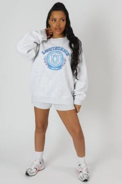 Louisiana Embroidered Sweatshirt Oatmeal Marl