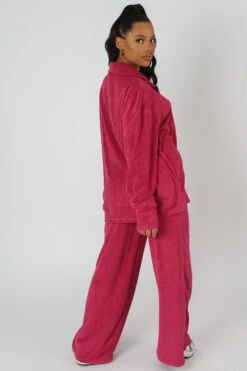 Towelling Wide Leg Joggers Pink -LoafLuxe Shop 20.04 314