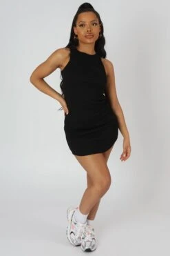 Racer Curve Hem Mini Dress Black -LoafLuxe Shop 20.04 385