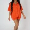Oversized Short Sleeve Towelling Shirt Orange -LoafLuxe Shop 20.04 591