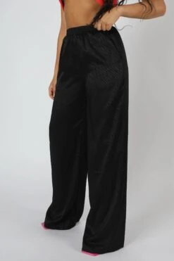 Satin Zebra Print Wide Leg Trousers Black -LoafLuxe Shop 20.04 948