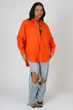 Oversized Pocket Poplin Shirt Orange -LoafLuxe Shop 24.01 480