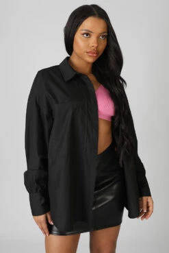 Oversized Pocket Poplin Shirt Black -LoafLuxe Shop 24.01 886