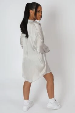 Oversized Satin Shirt Silver -LoafLuxe Shop 27.04 657