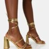 Natty Gold Pu Lace Up Square Toe Mid Block Heels -LoafLuxe Shop 2 08b40ffb e485 499b 9791 1232ff20b3d2