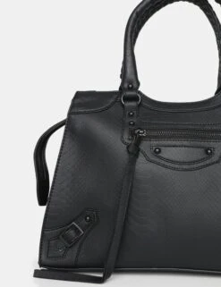 The Willa Black Matte Croc Zip Detail Tote Bag -LoafLuxe Shop 2 1b0abf3b 7a72 4c37 b813 e707269a05ad