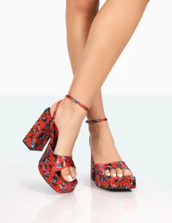 Lyle Red Floral Satin Square Toe Block Platform High Heels 9 Lyle Red Floral Satin Square Toe Block Platform High Heels -LoafLuxe Shop 2 34d44fe8 fe7b 4147 9b0e f935a746cac8