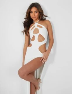 Strappy Cut Away Extreme Split Midaxi Dress Ivory -LoafLuxe Shop 2 3b905553 444c 4f5a b279 afcfff2c4c6c