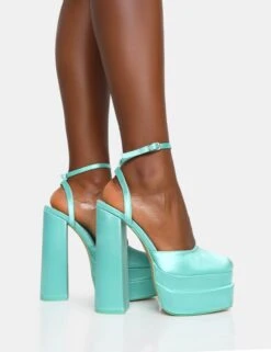 Moonchild Turquoise Satin Closed Toe Statement Platform Block Heels -LoafLuxe Shop 2 9074b5ef 83b9 4fae 9169 74edaedda568