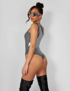 One Shoulder Ruched Metallic Bodysuit Silver -LoafLuxe Shop 2 db3f1949 83dd 4fc9 a6bd 90342a1ce8b3